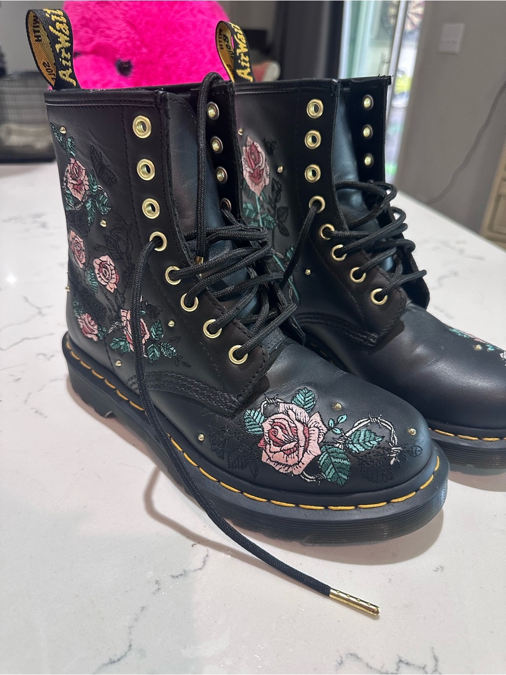 Dr. Martens 1460 VONDA leather boot floral roses barbed wire 6